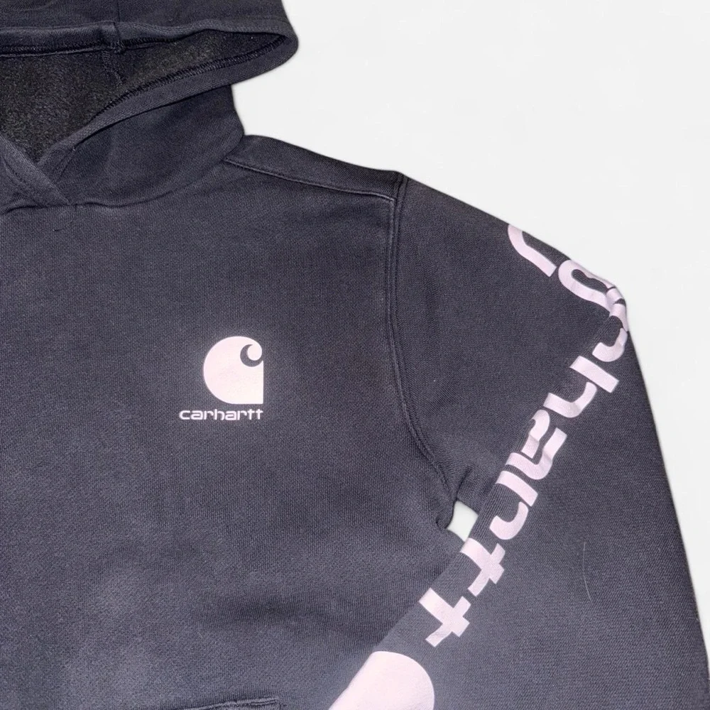 Boys Black Classic Carhartt Pullover Hoodie Sweater Size Large